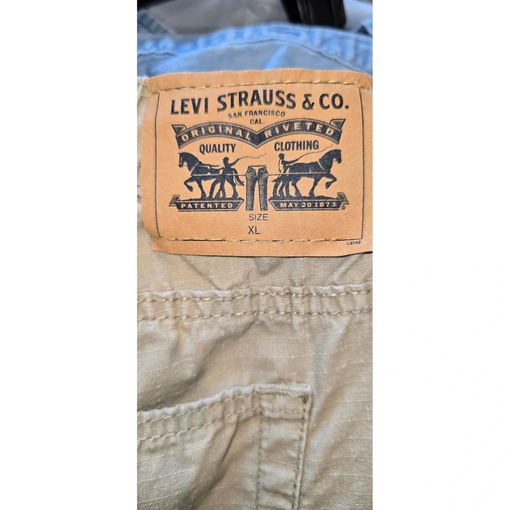 Levis Boys Khaki Jogger Pants Tan Elastic Waist Cotton Size XL 14-16